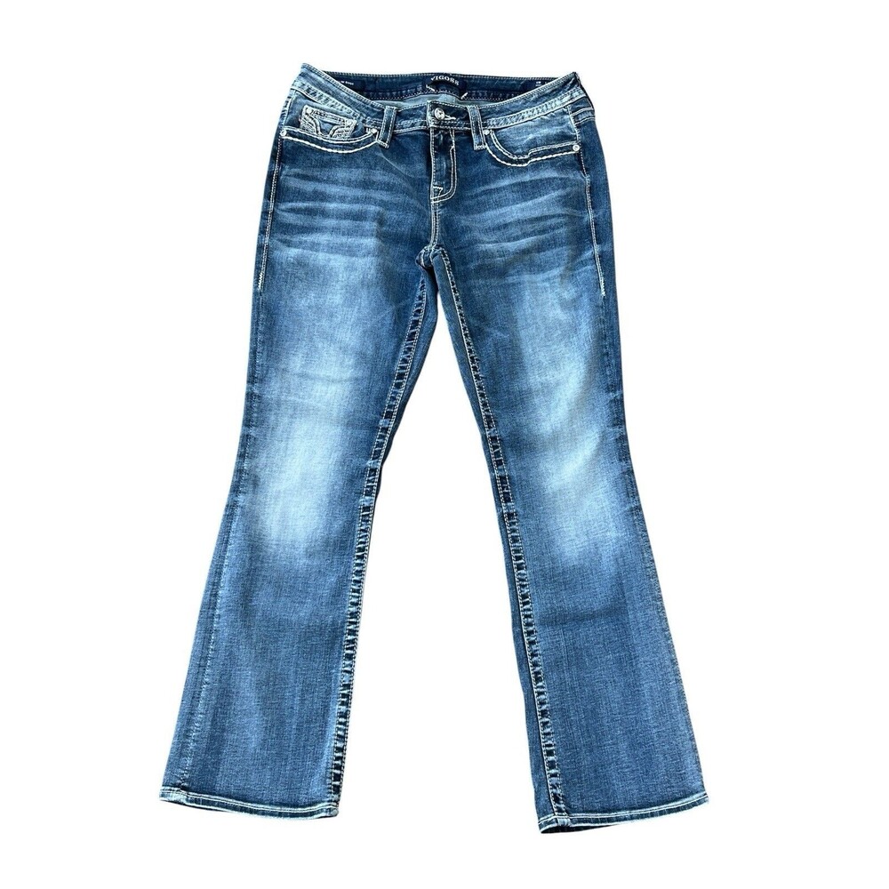 Vigoss Heritage Fit Slim Boot Jeans Womens Size 10 L30 Embellished Stretch